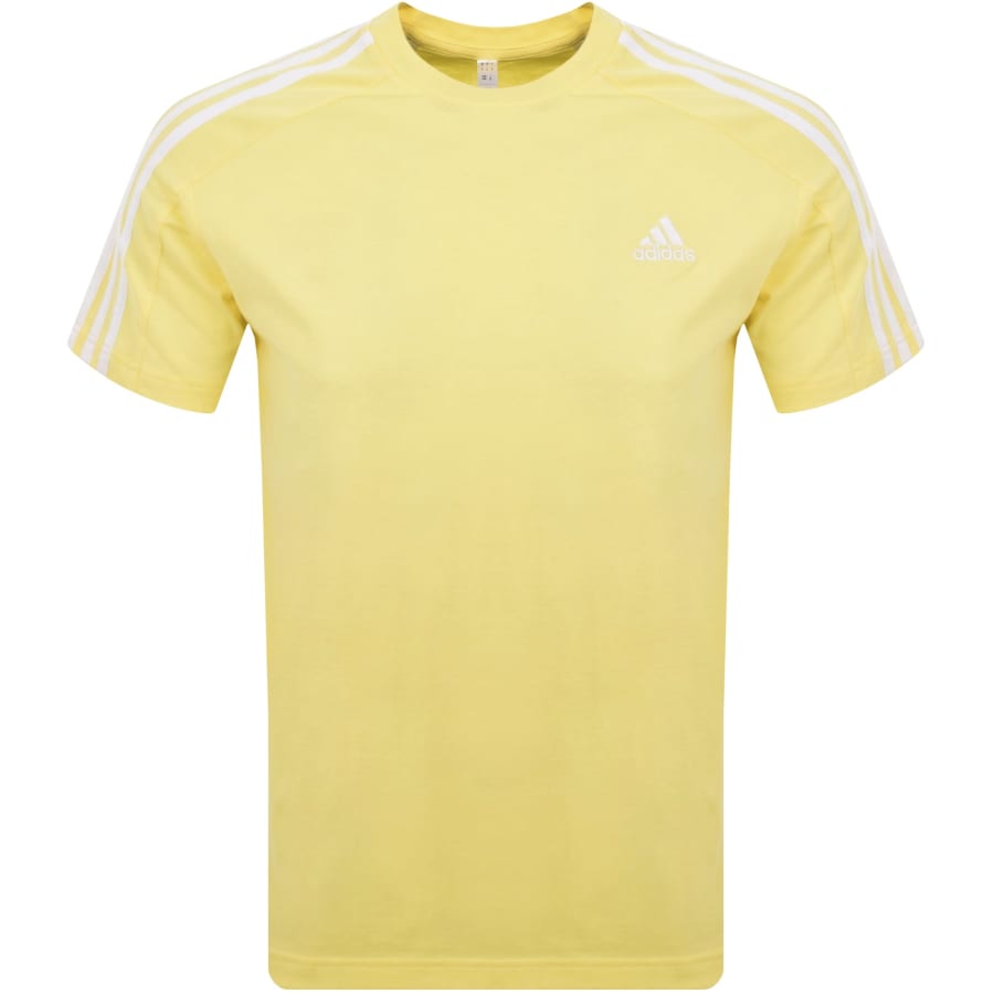 Yellow adidas 3 stripe t shirt 2025